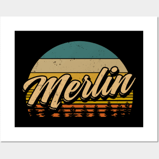 Graphic Merlin Proud Name Christmas Birthday 70s 80s 90s Vintage Styles Posters and Art